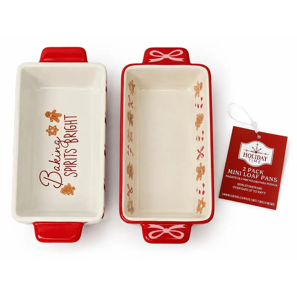NWT Holiday Time Christmas Gingerbread Mini Loaf Pans Set of 2